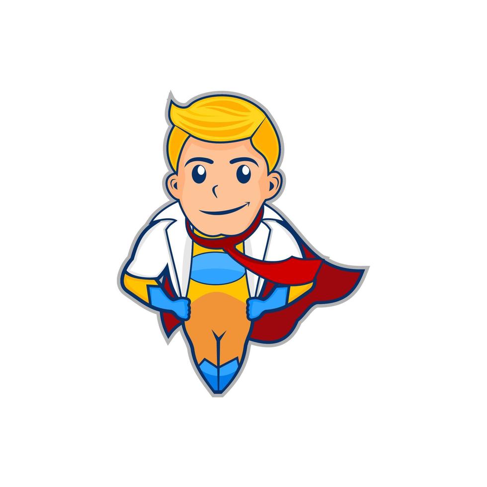 super-herói mascote bonito dos desenhos animados vetor