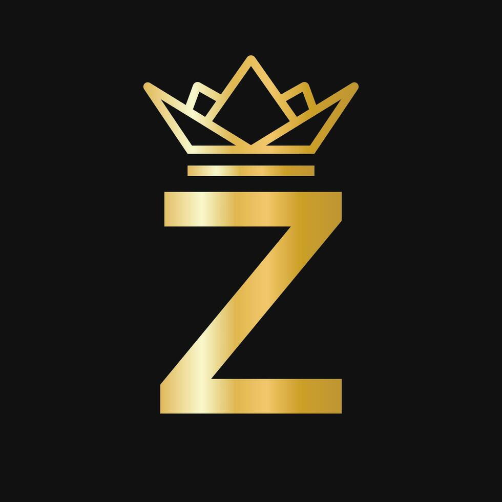 carta z coroa logotipo. coroa logotipo para beleza, moda, estrela, elegante, luxo placa vetor