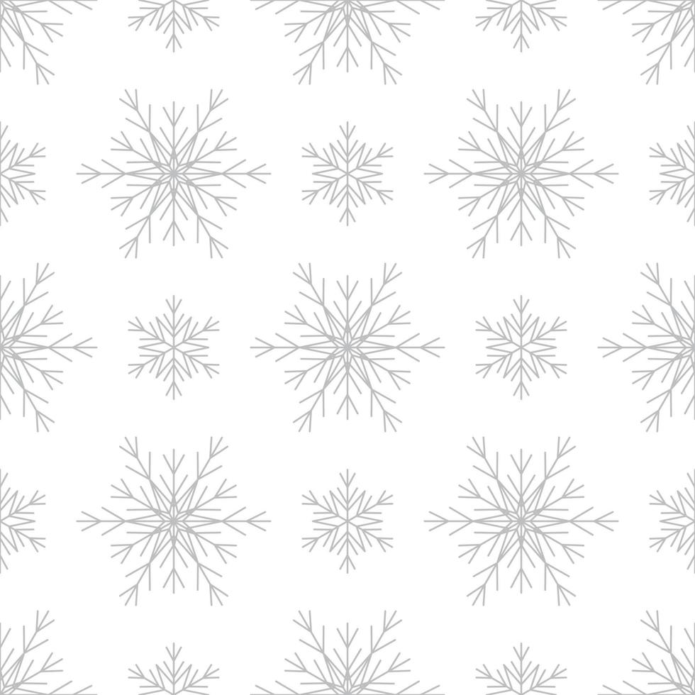 padrão sem emenda com flocos de neve de prata sobre fundo branco. decoração tradicional festiva de inverno para o ano novo, natal, feriados e design. ornamento de linha simples repetir flocos de neve vetor