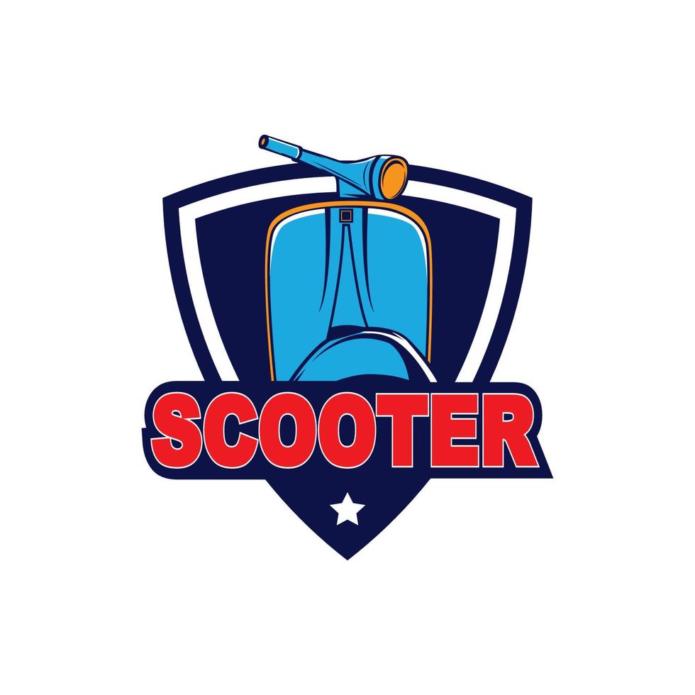 Modelo de logotipo de scooter vespa, logotipo de scooter retrô vintage vetor