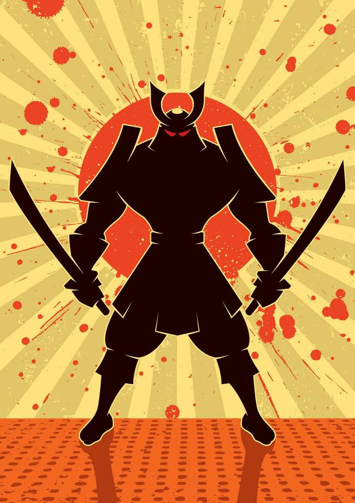 sombra samurai desenho animado vetor