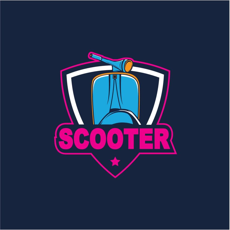 Modelo de logotipo de scooter vespa, logotipo de scooter retrô vintage vetor