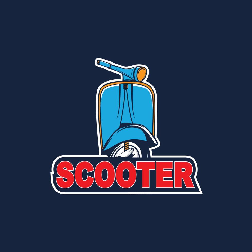 Modelo de logotipo de scooter vespa, logotipo de scooter retrô vintage vetor