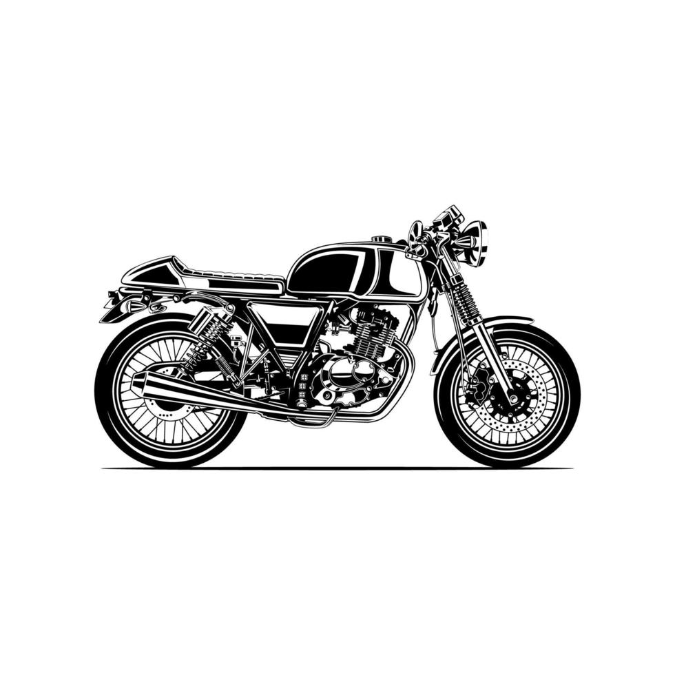 silhueta motocicleta clássico motociclismo vintage vetor