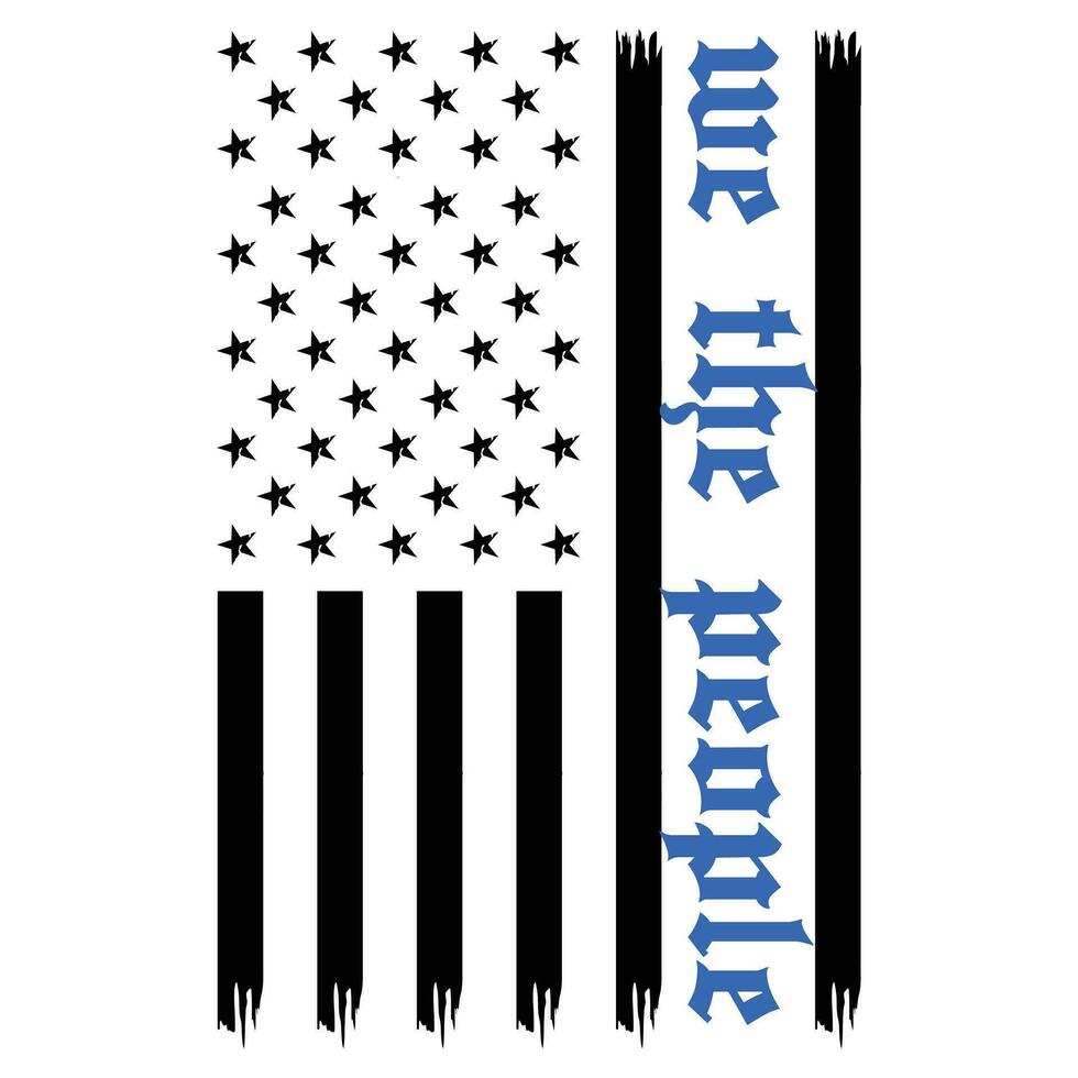 nós a pessoas americano bandeira SVG fino azul linha SVG camiseta Projeto vetor