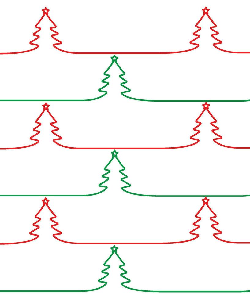 vetor desatado padronizar com Natal árvores vermelho e verde linhas Projeto em branco fundo. Natal e Novo ano embrulho Projeto
