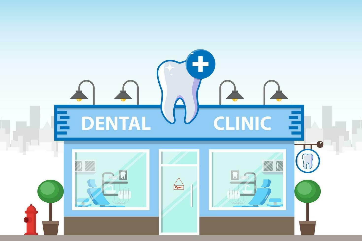 dental clínica construção com fundo, vetor, ilustração vetor