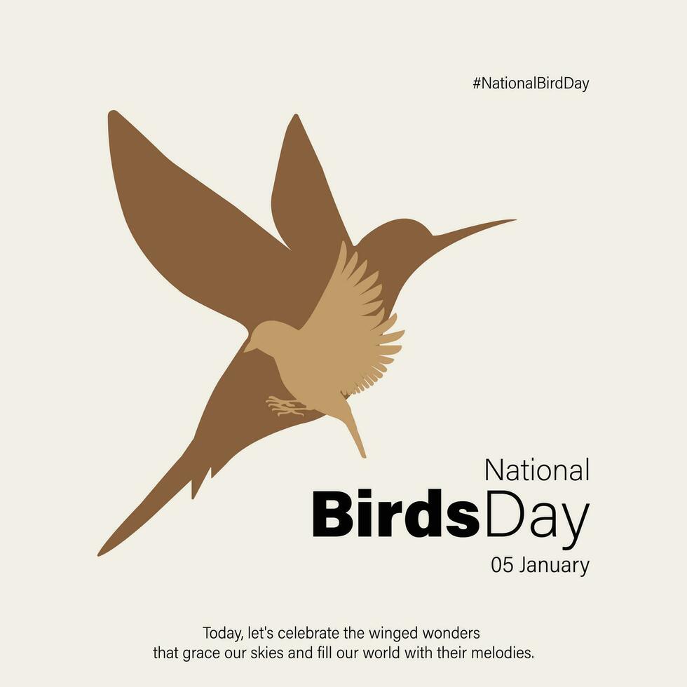 social meios de comunicação postar para nacional pássaro dia em janeiro 05 vetor