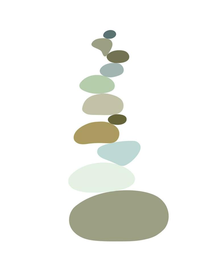 zen pedra cairns dentro simples abstrato rabisco estilo vetor ilustração, relaxar, meditação ioga conceito, boho cor pedra pirâmide para fazer bandeira, poster, cartão, imprimir, parede arte