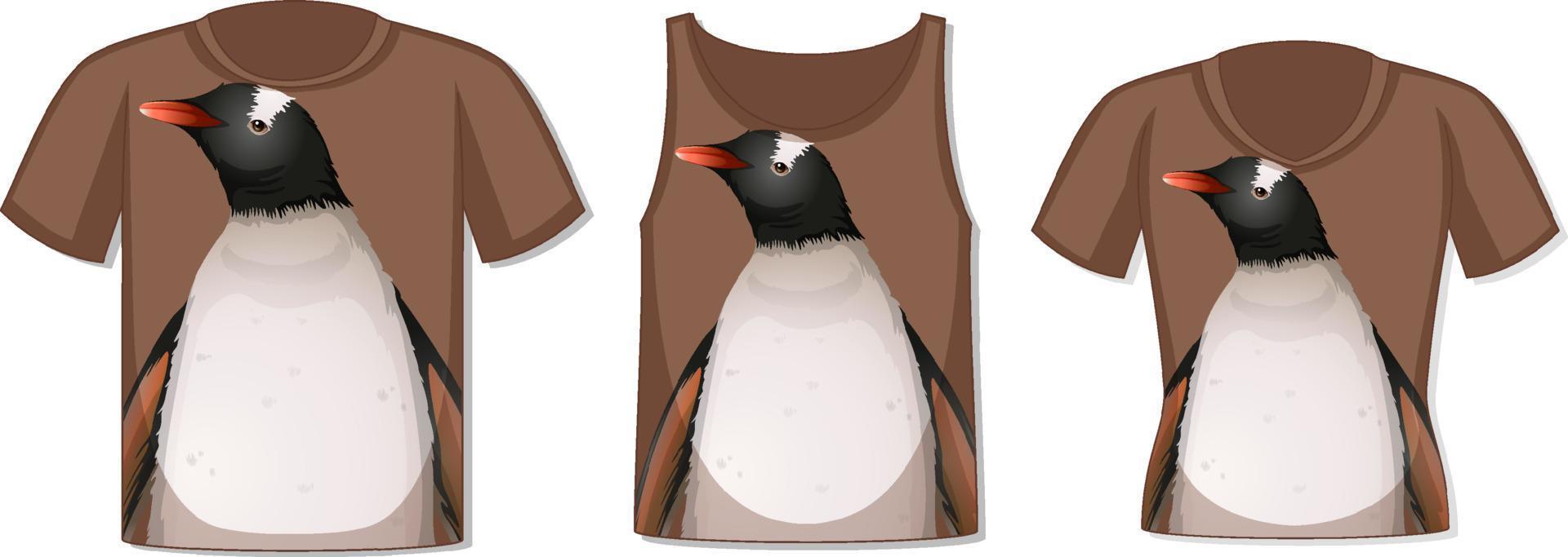 frente da camiseta com modelo de pinguim vetor