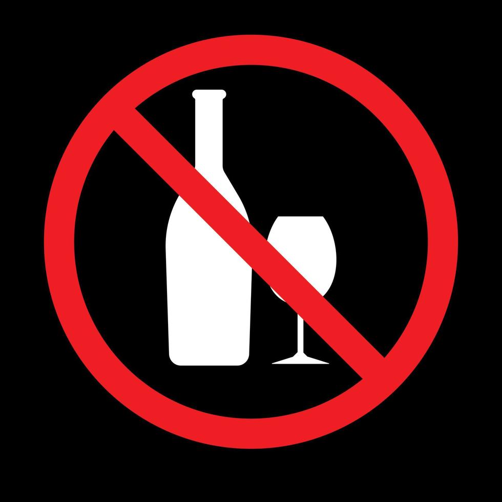 Proibido beber sinal de proibição de álcool vetor