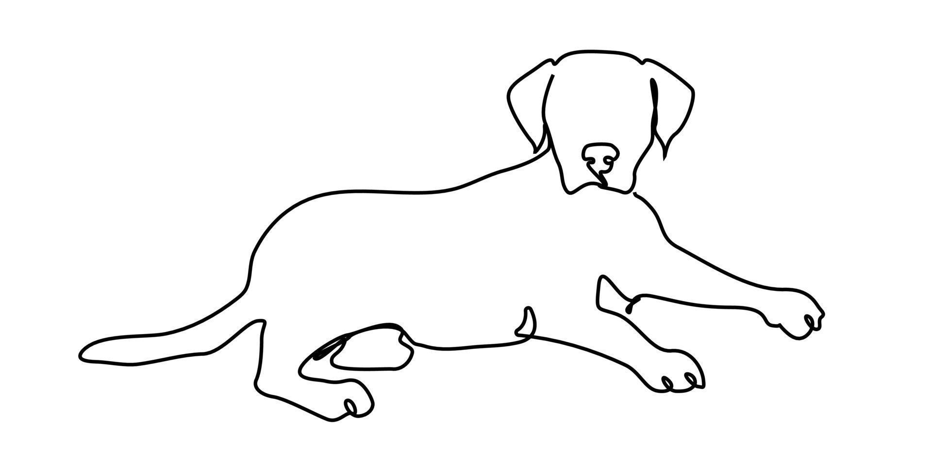 desenho de linha contínua de cachorro fofo vetor