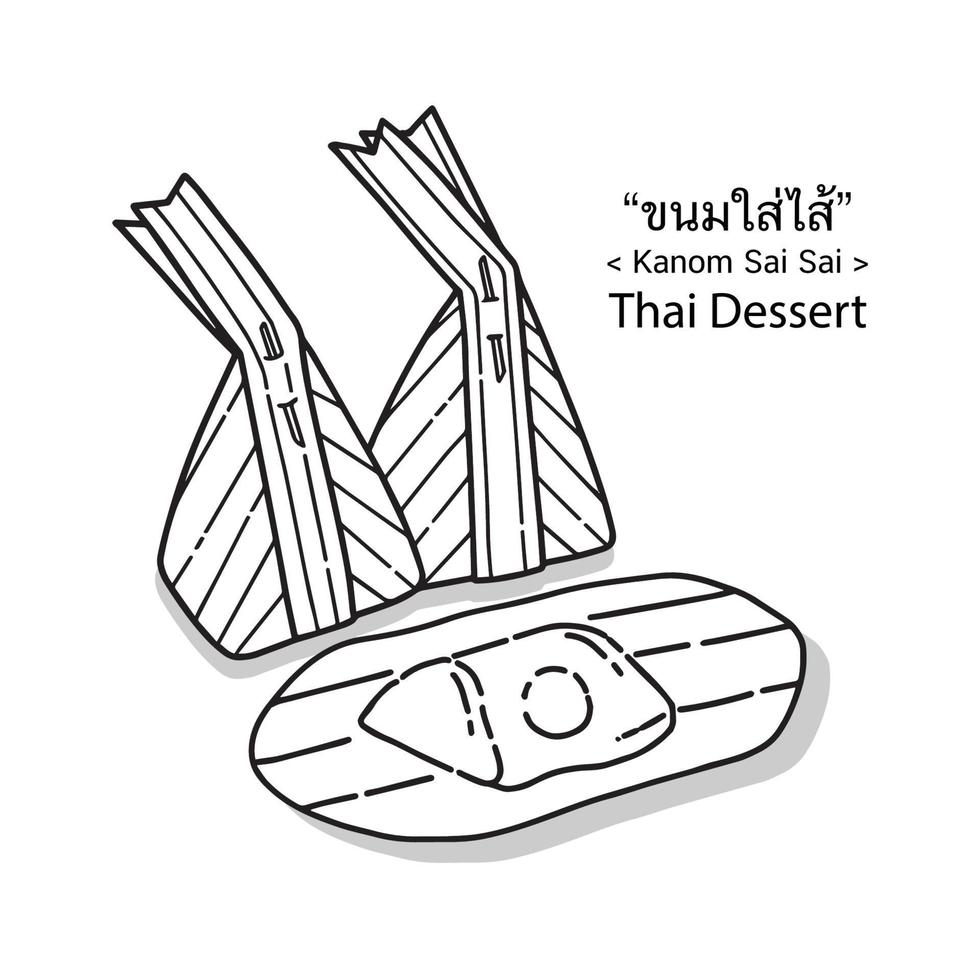 bonito mão desenhada ilustração em vetor sobremesa tailandesa. Farinha cozida com recheio de coco.