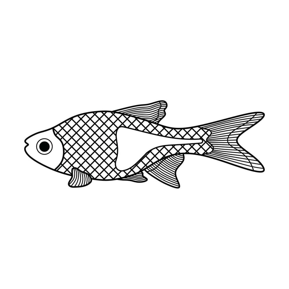 mão desenhado desenho animado vetor ilustração arlequim Rasbora peixe ícone isolado em branco fundo