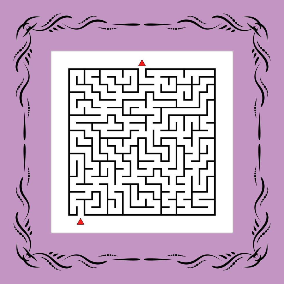 labirinto quadrado abstrato em moldura vintage. jogo para crianças. quebra-cabeça para crianças. uma entrada, uma saída. enigma do labirinto. ilustração vetorial plana. vetor