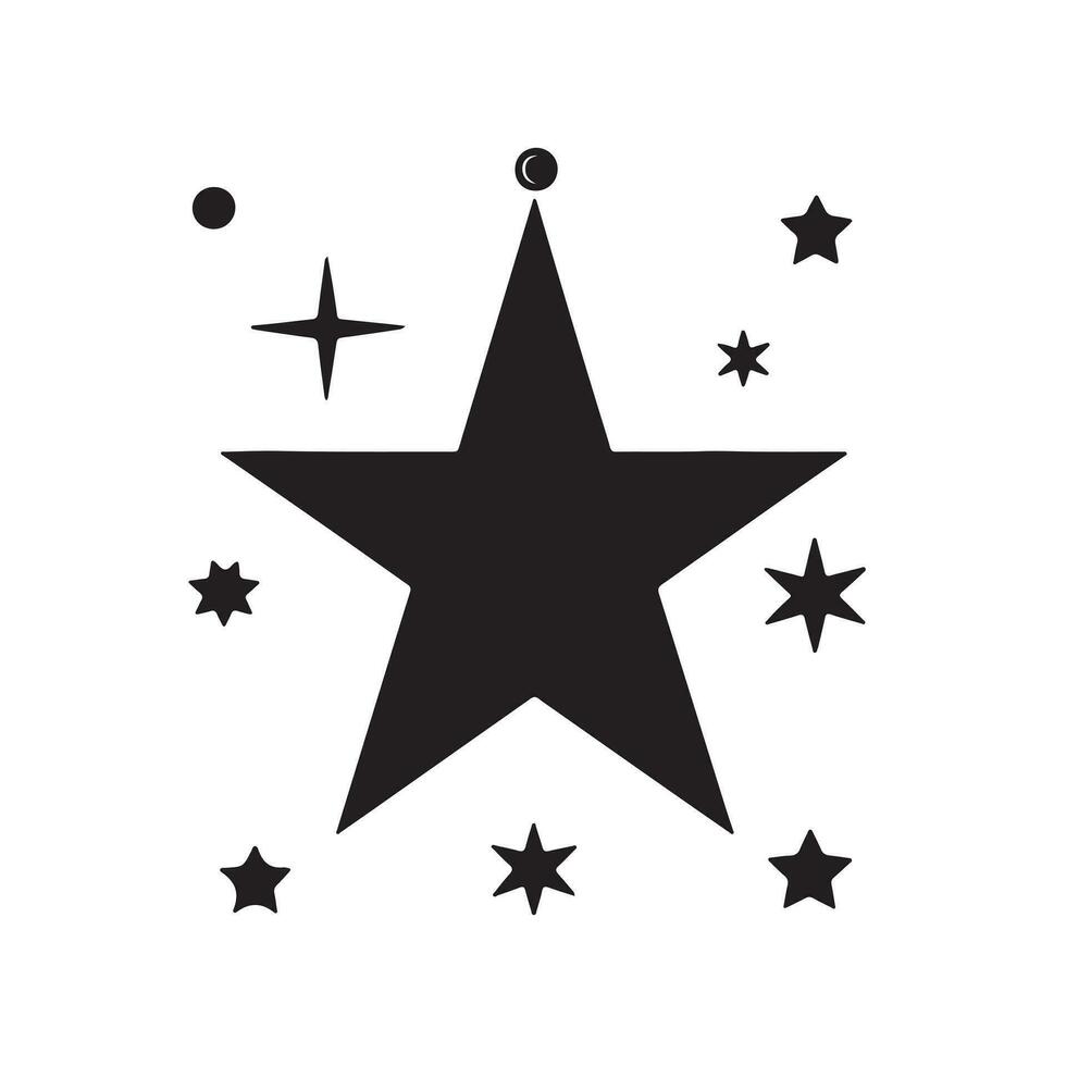 uma Preto silhueta Estrela conjunto clipart em uma branco fundo vetor