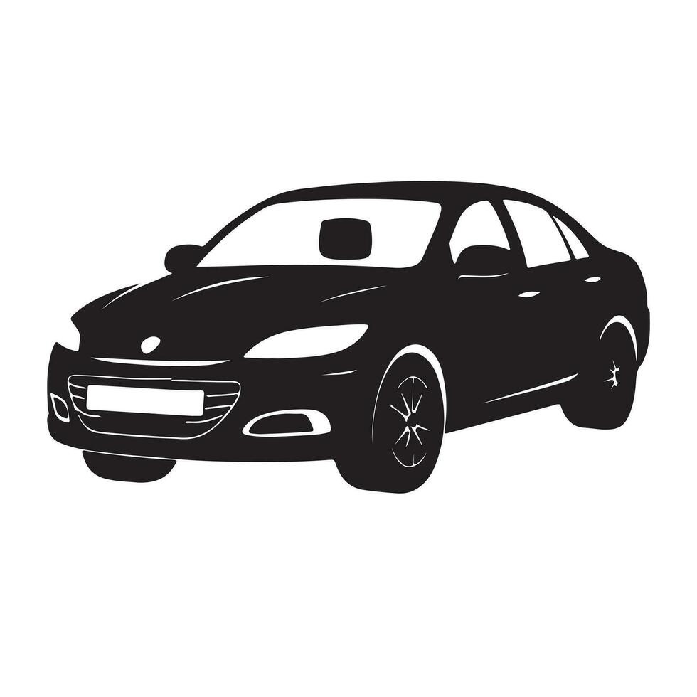 uma Preto silhueta carro conjunto clipart em uma branco fundo vetor