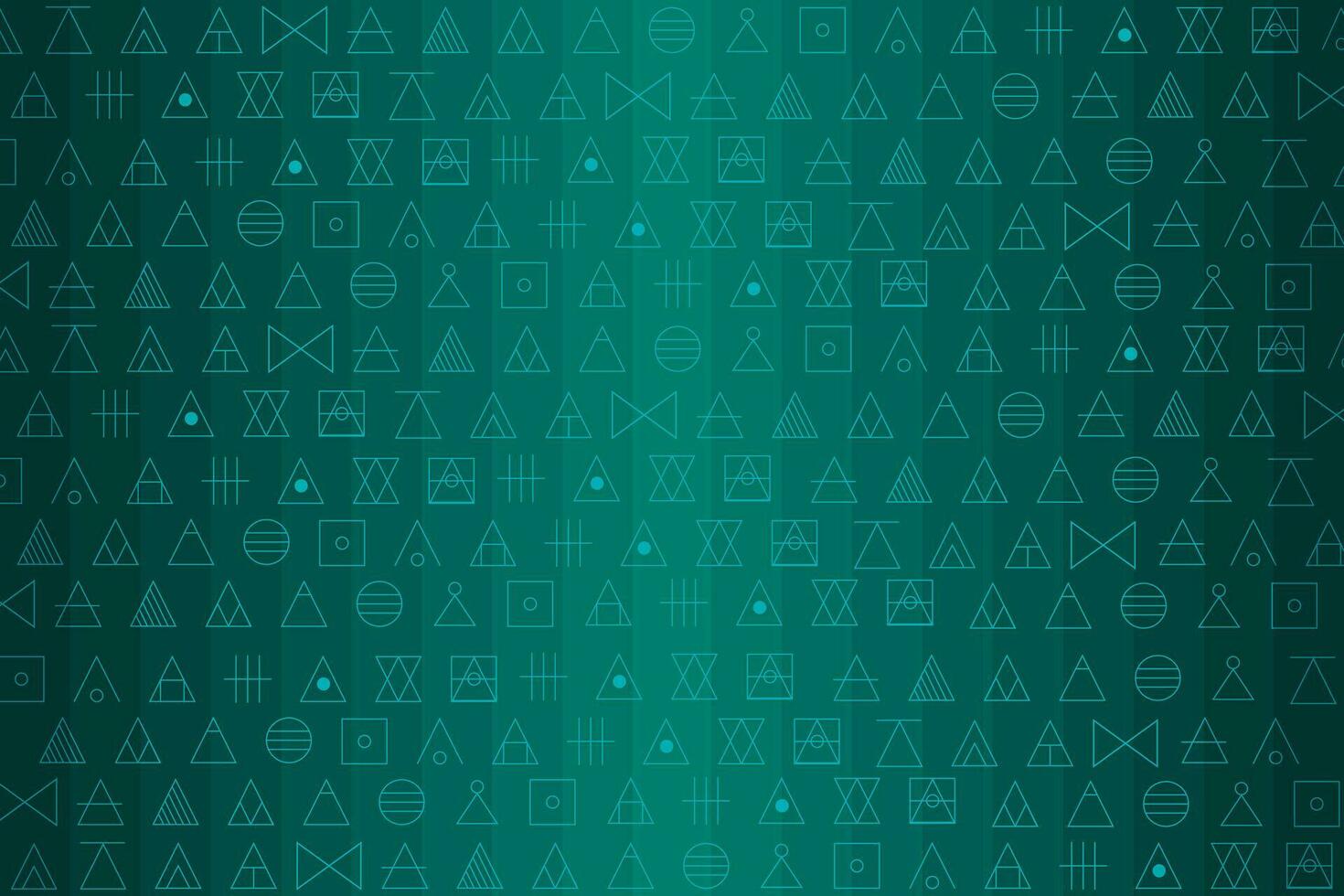ilustração a vários símbolos do geométrico formas linha com verde fundo. vetor