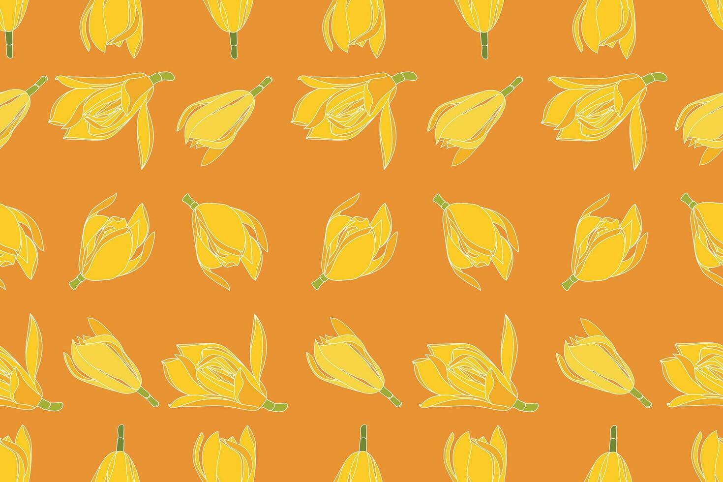 ilustração do amarelo champaka florescendo flor em laranja fundo vetor