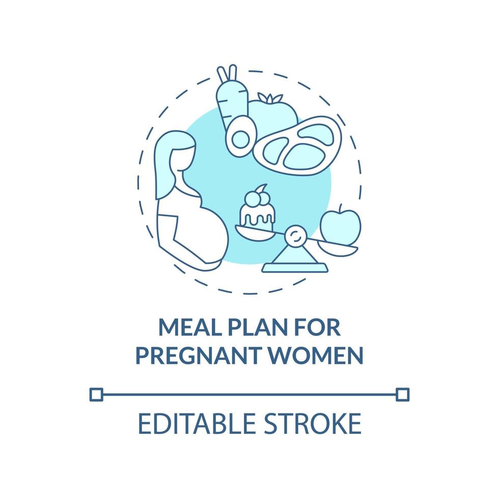 plano de refeição para gestantes ícone conceito azul vetor
