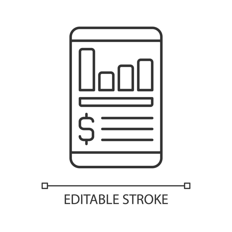 ícone linear do aplicativo rastreador de despesas vetor