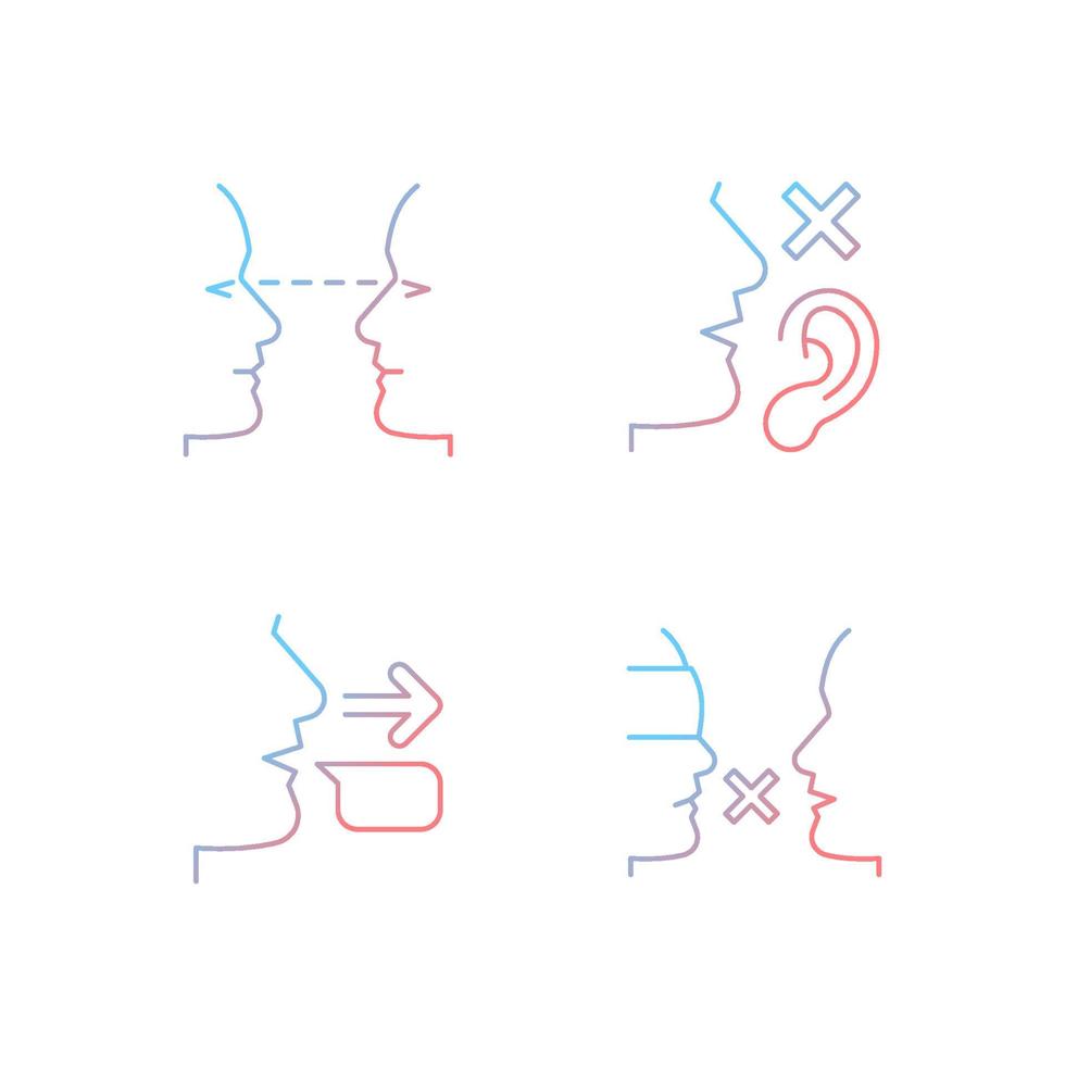 melhorar o conjunto de ícones de vetor linear gradiente de comunicação cotidiana