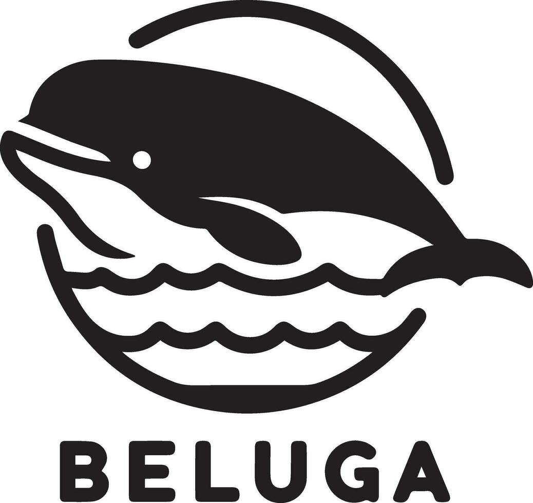 mínimo beluga baleia vetor silhueta Preto cor branco fundo 3