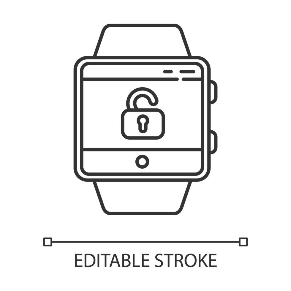 ícone linear da função smartwatch de desbloqueio de tela vetor