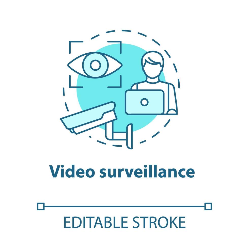 ícone do conceito turquesa de videovigilância vetor