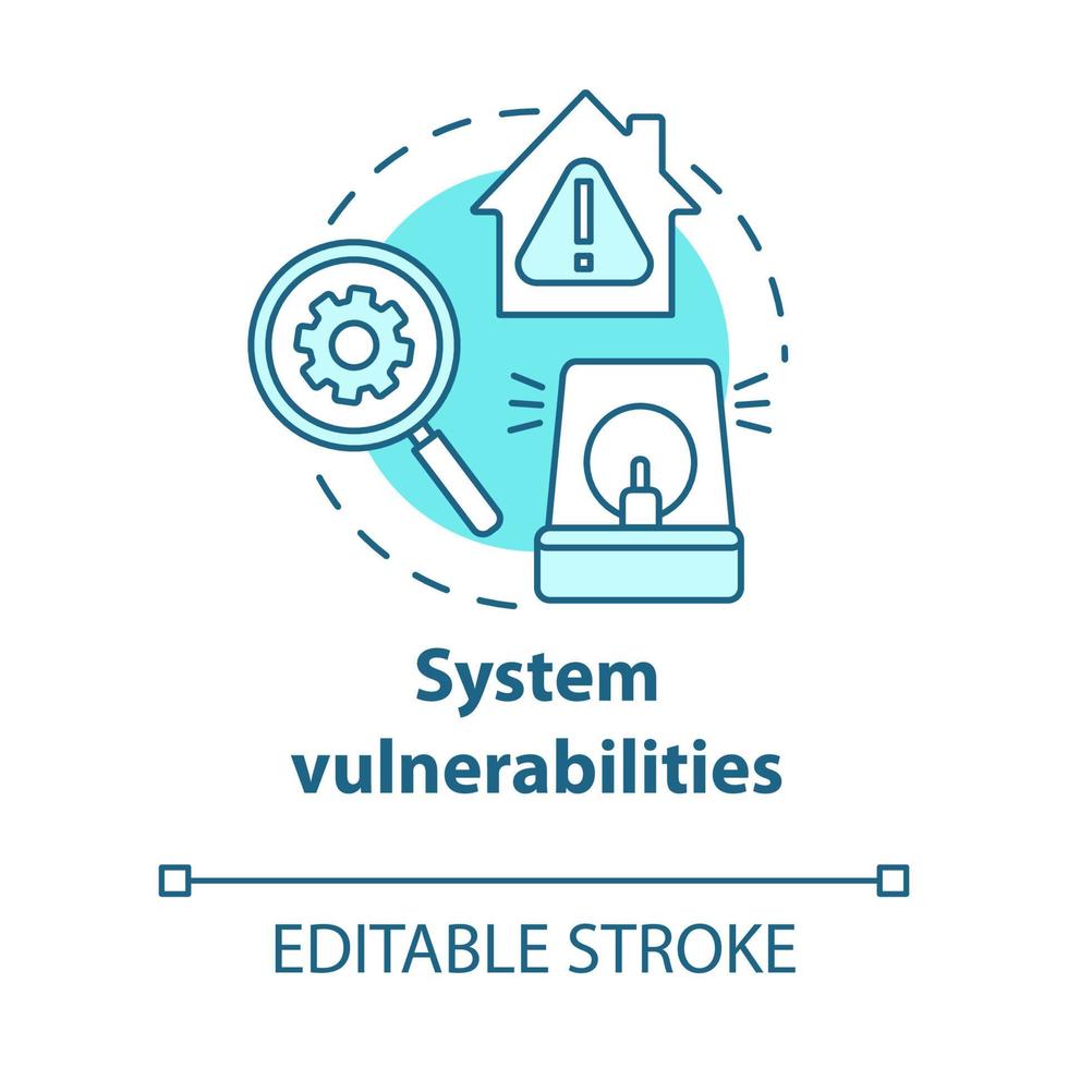 ícone do conceito turquesa de vulnerabilidades do sistema vetor