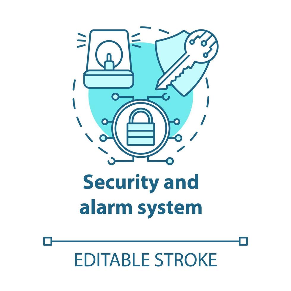 ícone do conceito turquesa do sistema de segurança e alarme vetor
