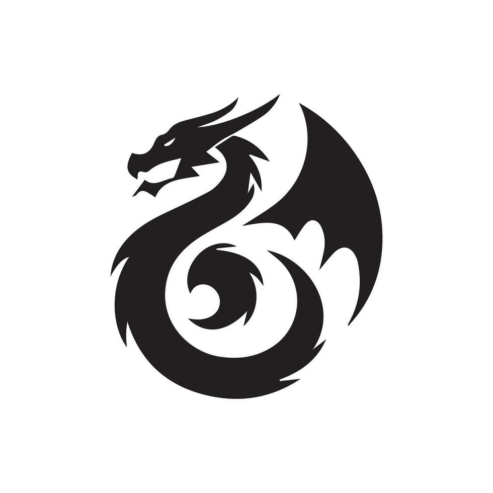 Dragão cabeça silhueta logotipo Projeto. alado Dragão vetor ícone dentro Preto e branco cor