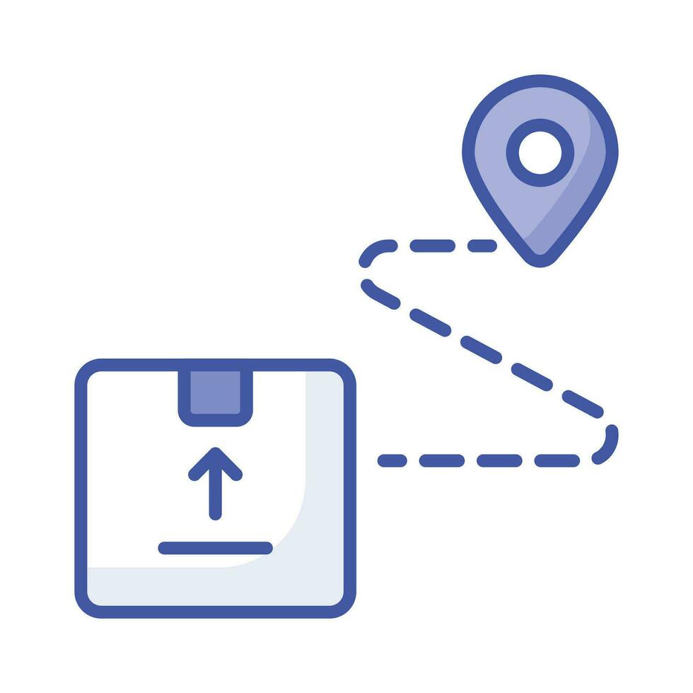 pacote parcela com mapa PIN mostrando conceito ícone do Entrega rota, Entrega rastreamento vetor