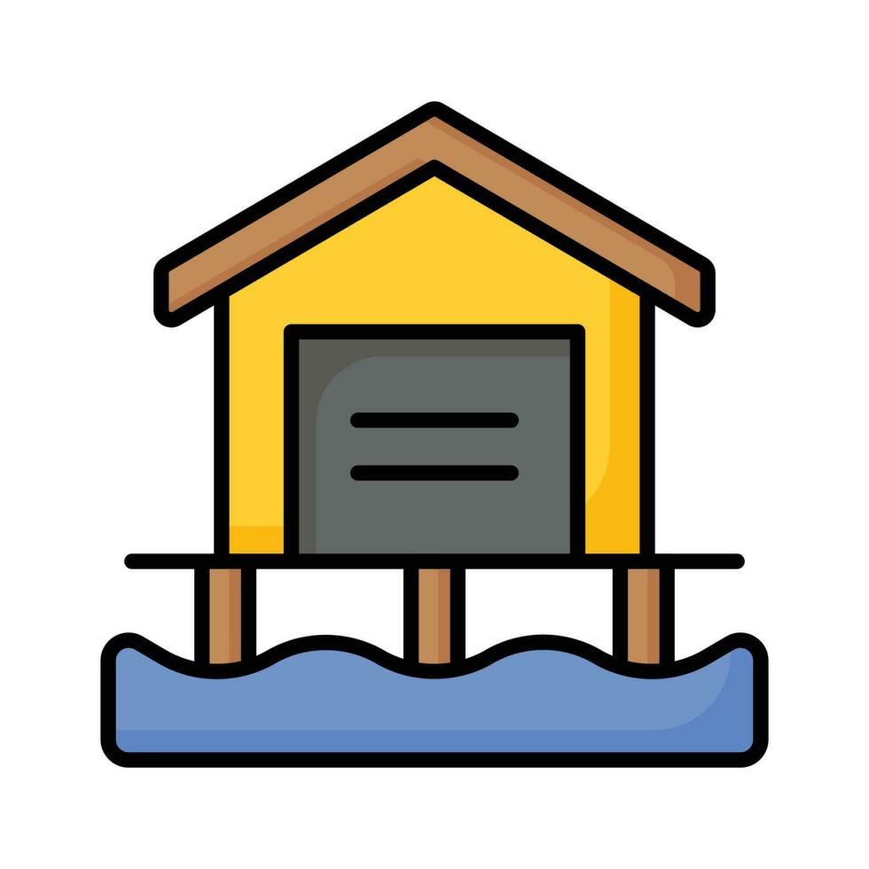 Verifica isto belas projetado ícone do de praia casa dentro moderno estilo vetor