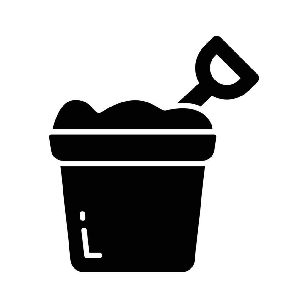 areia balde ícone representa uma pequeno balde usava para carregando e jogando com areia às a de praia ou dentro uma caixa de areia vetor