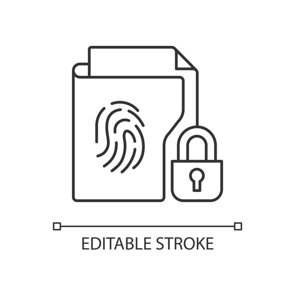 ícone linear de proteção de informações confidenciais vetor