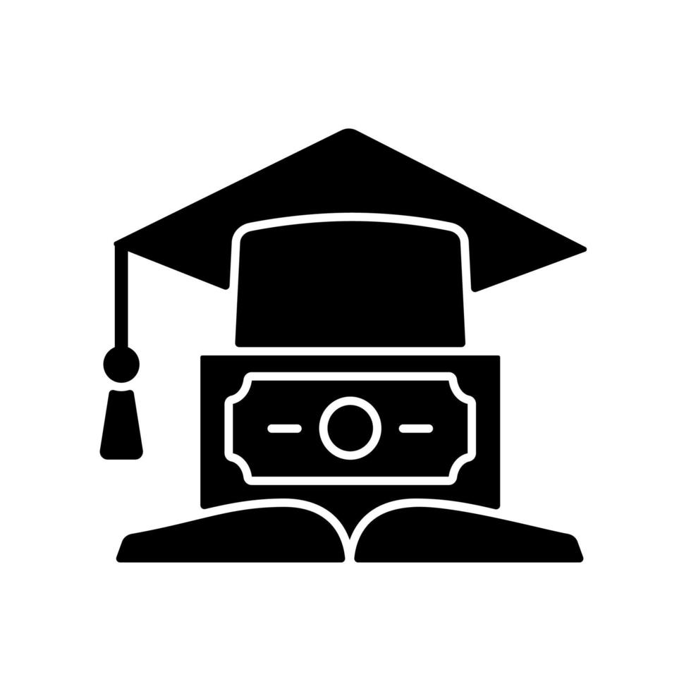 ícone de glifo preto de empréstimo educacional vetor