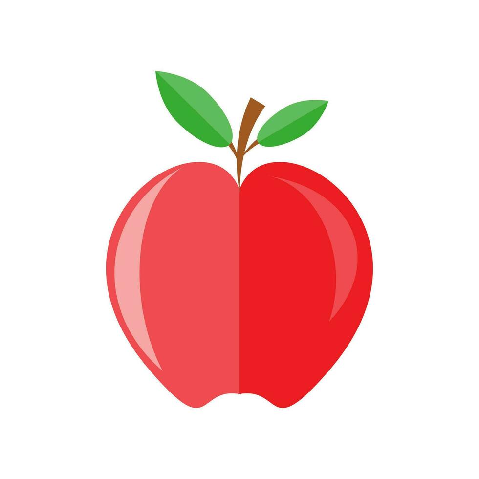 vermelho maçã com ramo e folhas. vetor ilustração dentro plano estilo em branco fundo