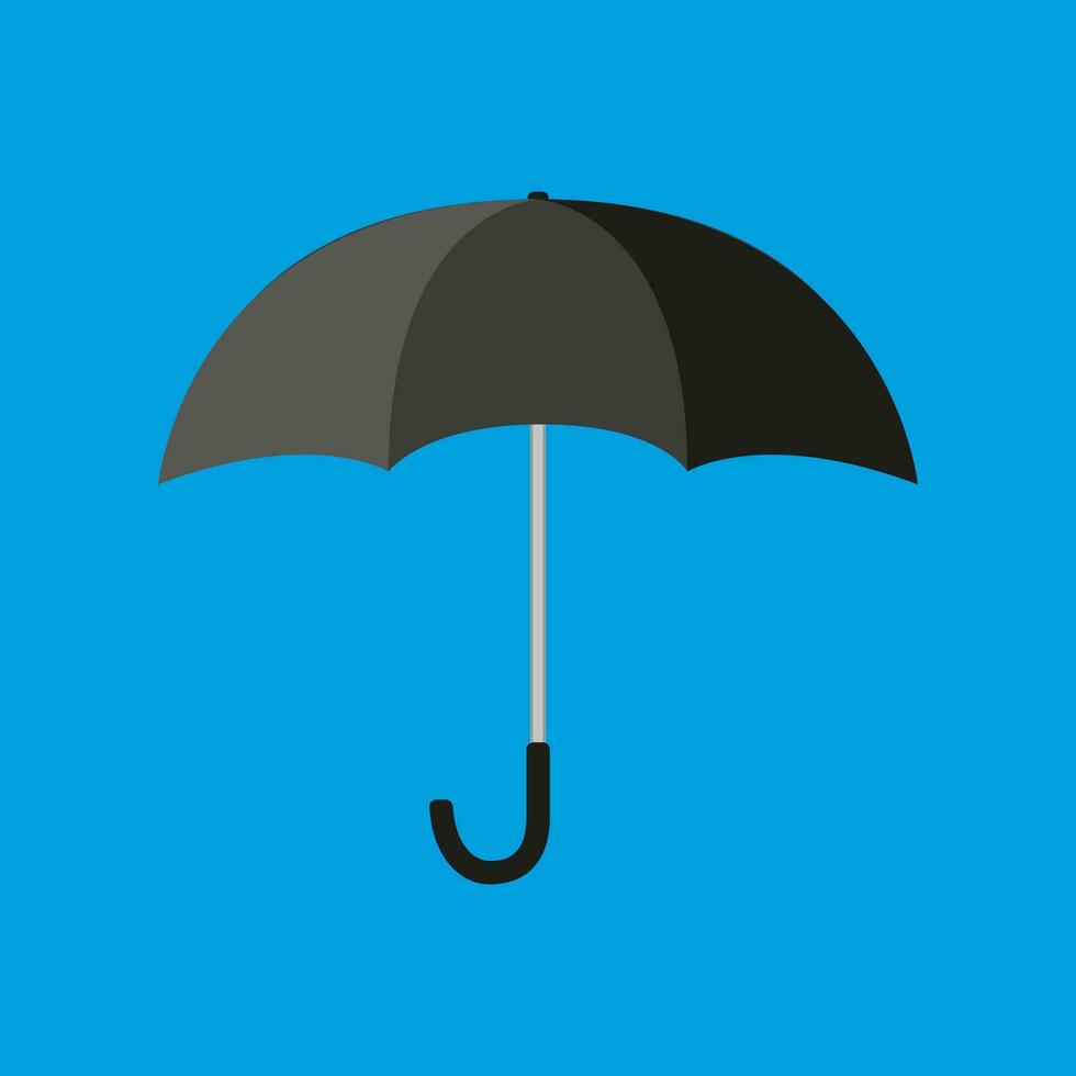 Preto guarda-chuva ícone. vetor ilustração dentro plano estilo isolado em azul fundo
