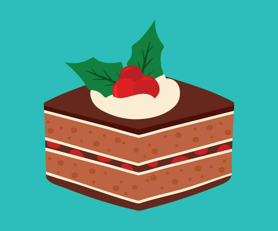 chocolate bolo peça fofa desenho animado doce sobremesa padaria pastelaria vetor ilustração