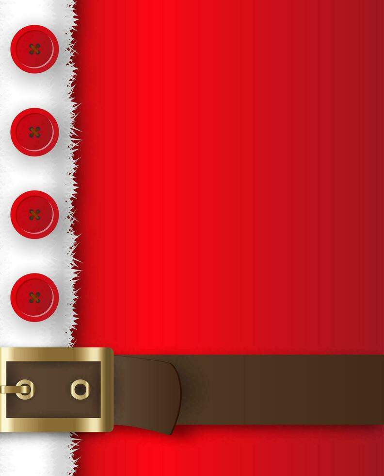 vermelho santa claus terno, couro cinto com ouro fivela, branco pele com botões, conceito para cumprimento ou postal cartão, vetor ilustração