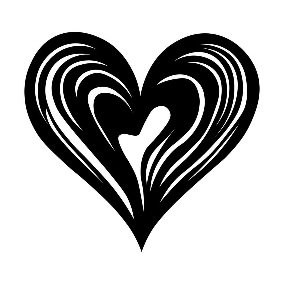 abstrato coração Preto ícone isolado em branco fundo vetor