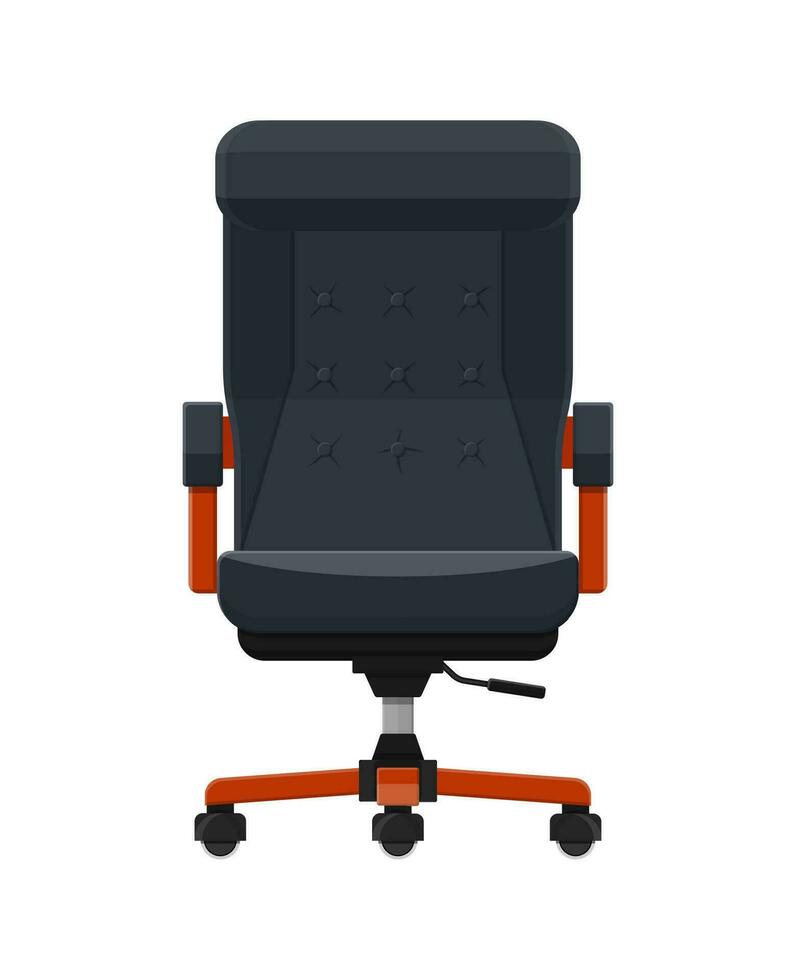 patrão ou CEO cadeira. couro cadeirão. escritório mobília assento. cadeira de rodas. vetor ilustração dentro plano estilo