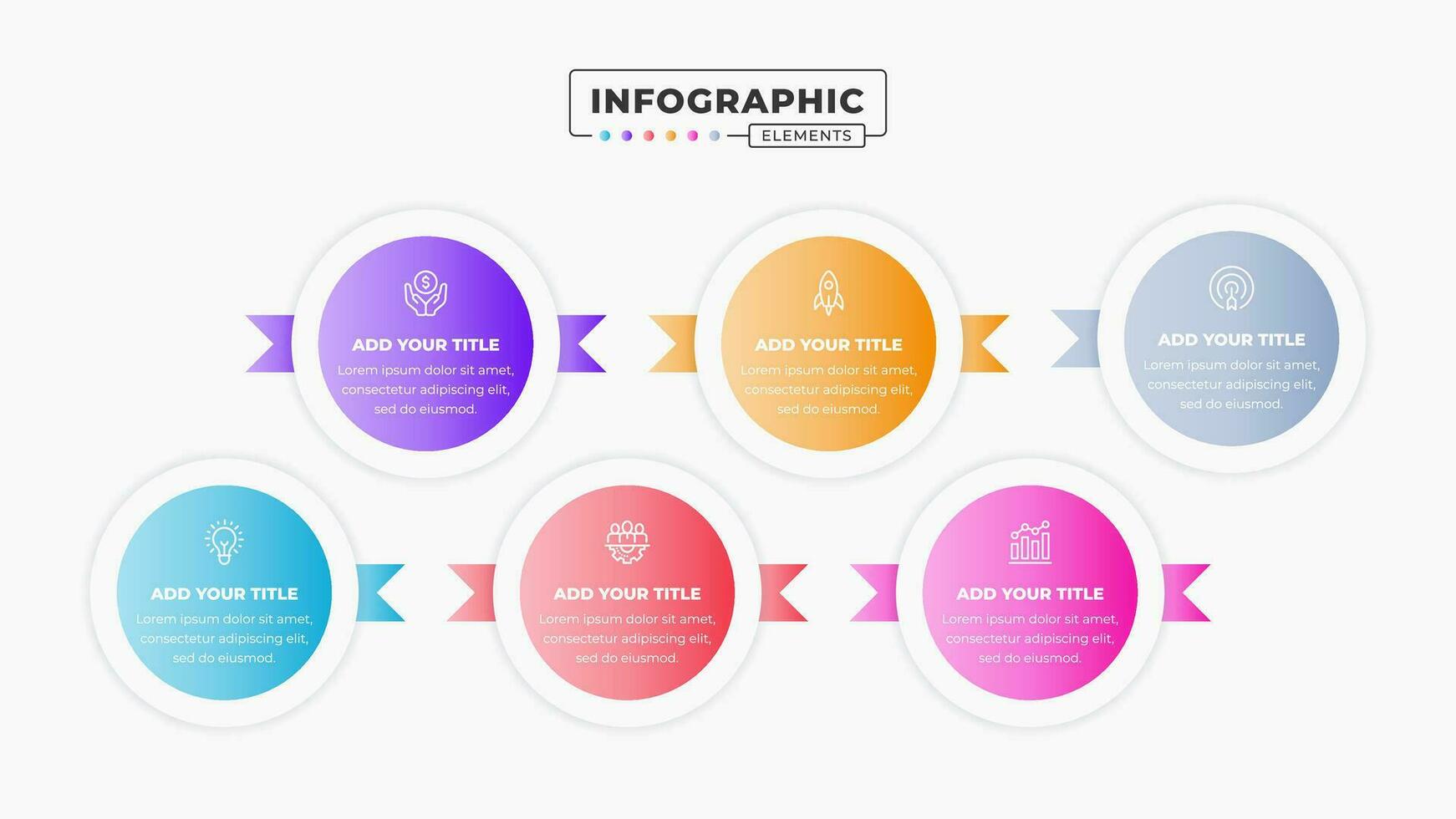 vetor círculo infográfico apresentação modelo com seis passos ou opções