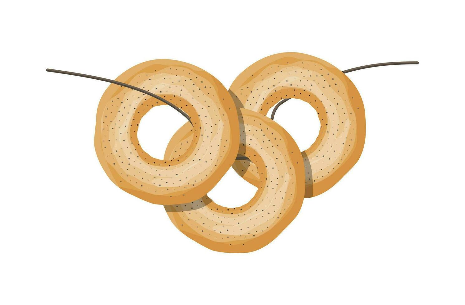 bagel com papoula sementes. cozido Comida pão. padaria comprar, pastelaria. vetor ilustração dentro plano estilo