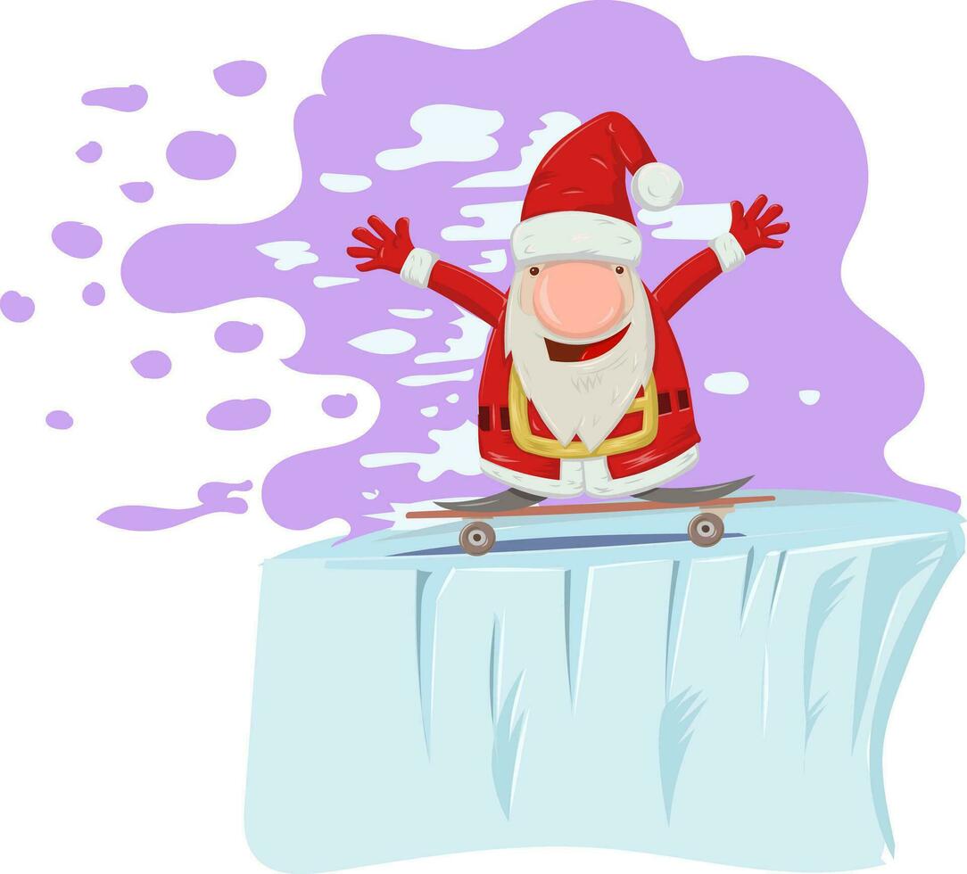 santa claus desenho animado em skate. vetor ilustração