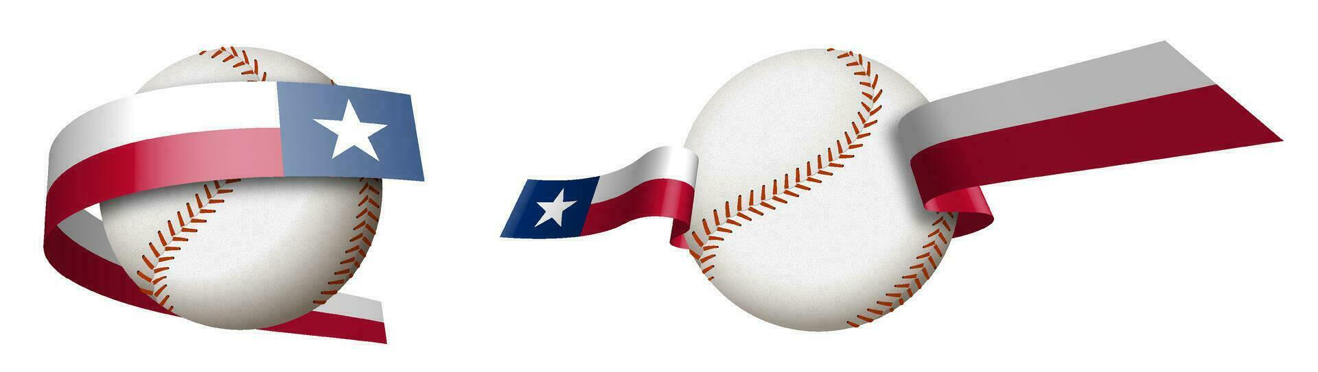 beisebol esporte bola dentro fitas com cores do americano Estado do texas. Projeto elemento para esporte competições. americano nacional esporte. isolado vetor em branco fundo