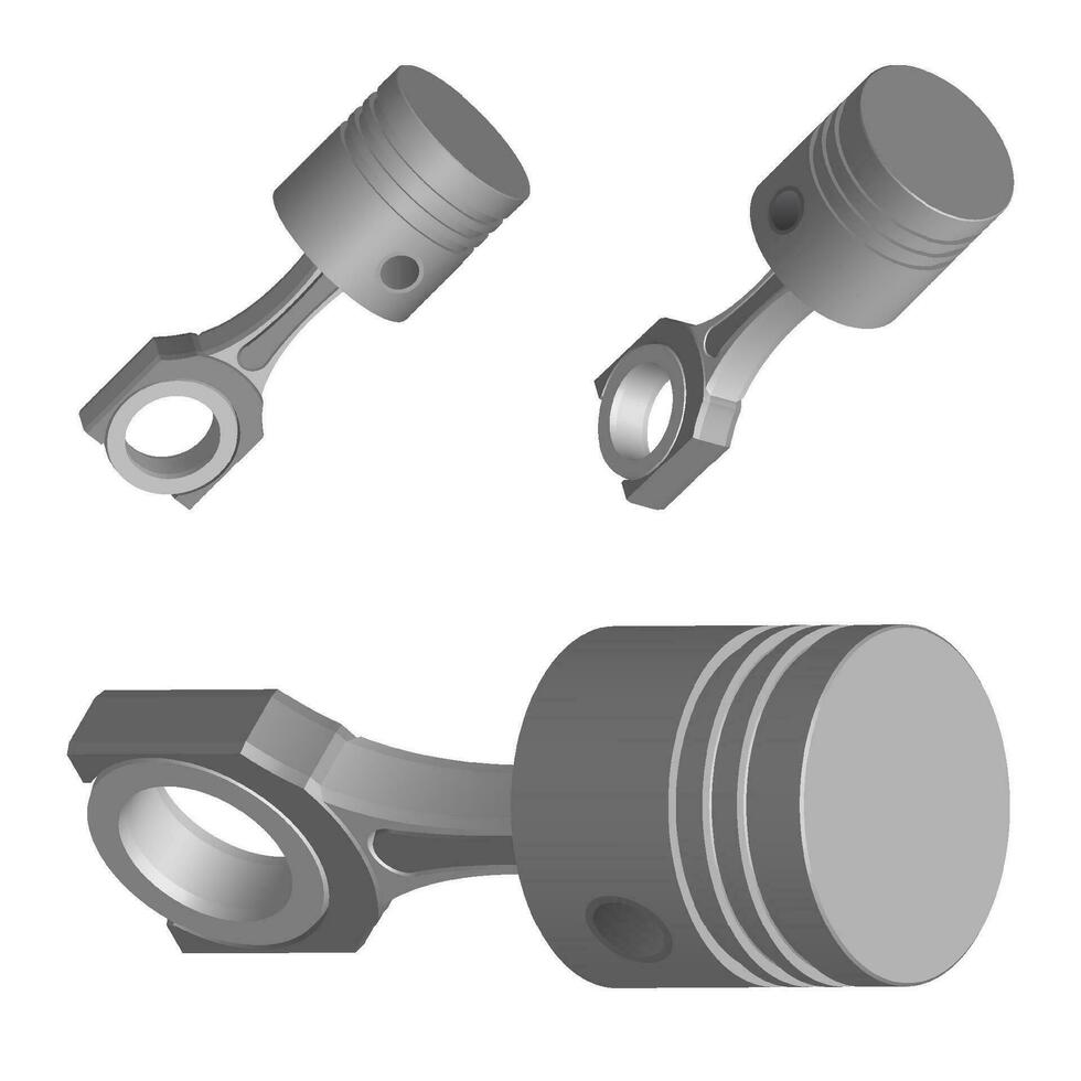 realista 3d carro motor pistão isolado em branco fundo. motor Operação, óleo mudar, carro serviço inspeção dentro oficina. vetor