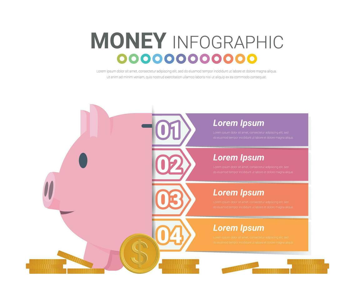 infográficos para manter e acumular dinheiro poupança vetor