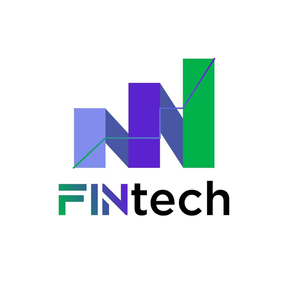 moderno logotipo conceito para fintech e digital finança indústria vetor